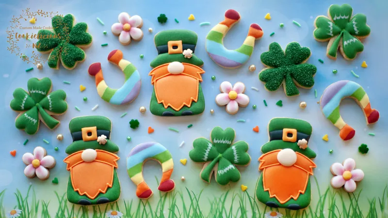 St.Patrick's Day Cookie Template ~ Leprechauns, Shamrock & Horseshoe